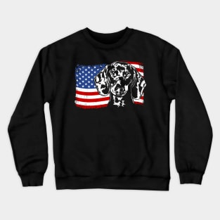 Proud Dachshund American Flag patriotic dog Crewneck Sweatshirt